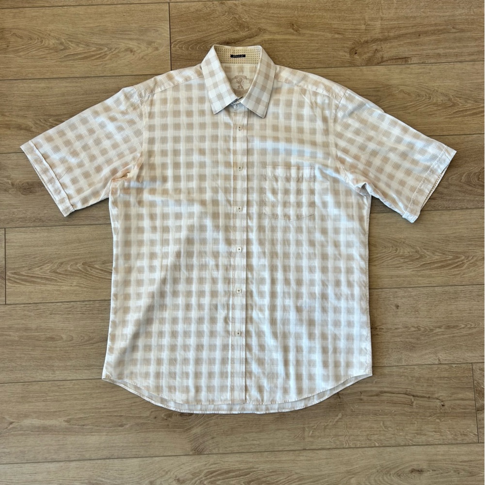 Men’s White and Brown Checkered Skirt